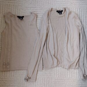 Women's Beige Silk Blend Sweater Set